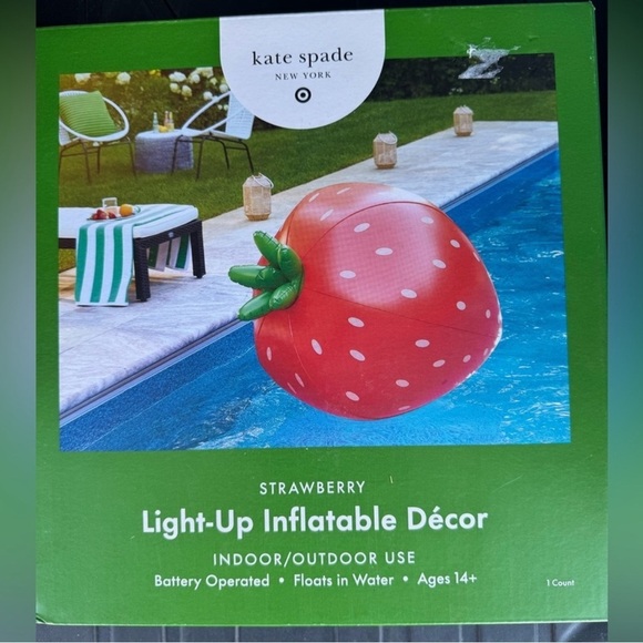 Kate Spade Other - Kate Spade New York Target Strawberry Light Up Inflatable Pool Float Decor NEW